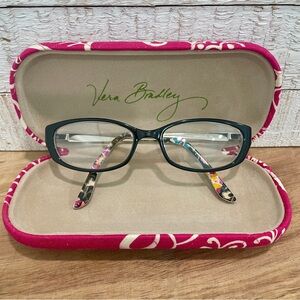 VERA BRADLEY Nina Suzani Black Floral Rectangle Eyeglass Frames Reading 135